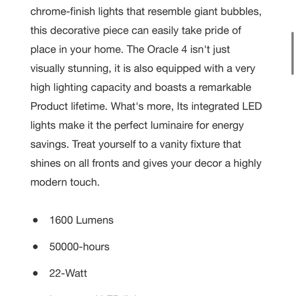 Artika Oracle 27 in. 4-Light Chrome LED Vanity Light Bar w/ CCT - Picture 4 of 7